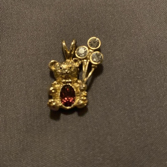 Vintage February Birthstone Teddybear with Balloons Pendant Costume Jewelry - Picture 3 of 13